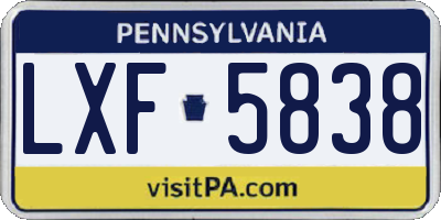 PA license plate LXF5838