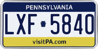 PA license plate LXF5840