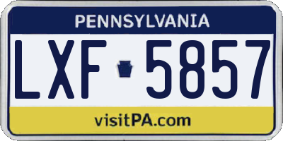 PA license plate LXF5857