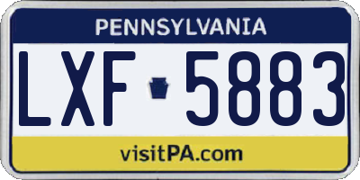 PA license plate LXF5883
