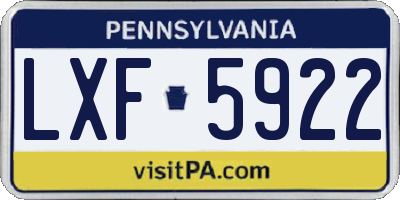 PA license plate LXF5922