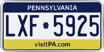 PA license plate LXF5925