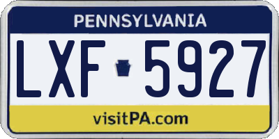 PA license plate LXF5927