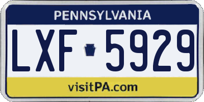 PA license plate LXF5929