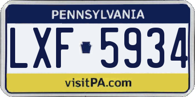 PA license plate LXF5934