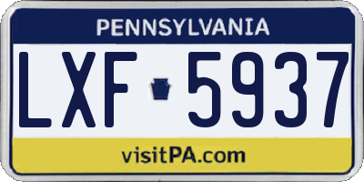 PA license plate LXF5937