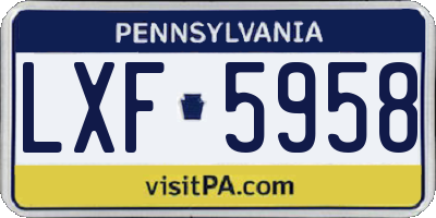 PA license plate LXF5958