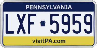 PA license plate LXF5959