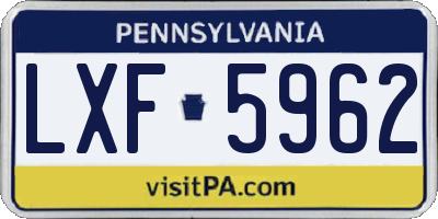 PA license plate LXF5962