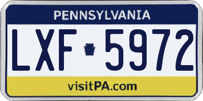 PA license plate LXF5972