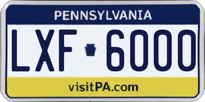 PA license plate LXF6000
