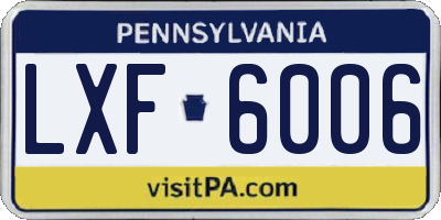 PA license plate LXF6006