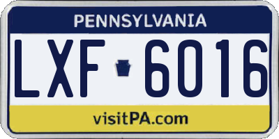 PA license plate LXF6016
