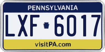 PA license plate LXF6017