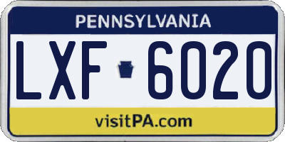 PA license plate LXF6020