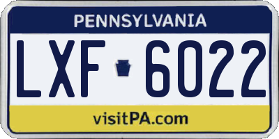 PA license plate LXF6022