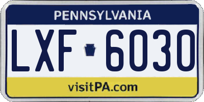 PA license plate LXF6030