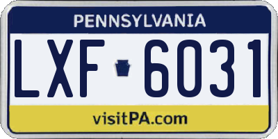 PA license plate LXF6031