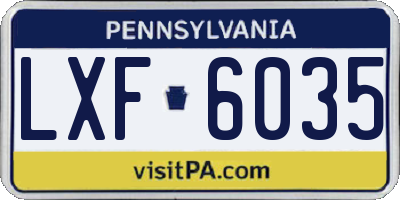 PA license plate LXF6035