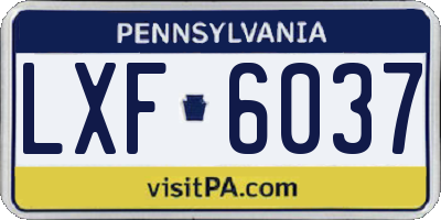 PA license plate LXF6037