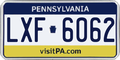 PA license plate LXF6062