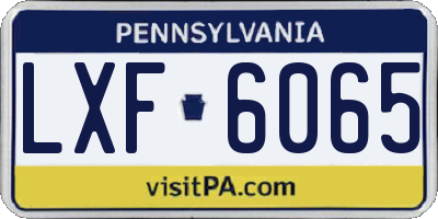 PA license plate LXF6065