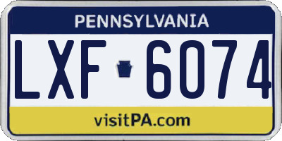 PA license plate LXF6074