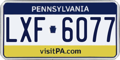 PA license plate LXF6077