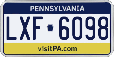 PA license plate LXF6098