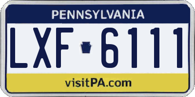 PA license plate LXF6111