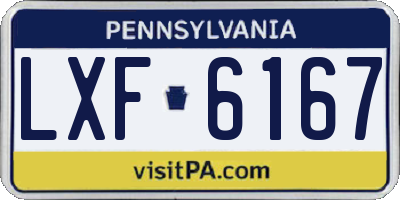 PA license plate LXF6167