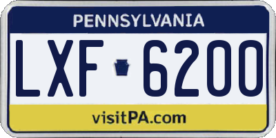 PA license plate LXF6200