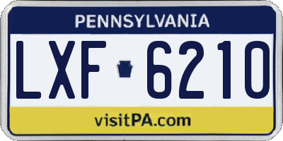 PA license plate LXF6210