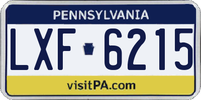 PA license plate LXF6215