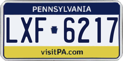 PA license plate LXF6217
