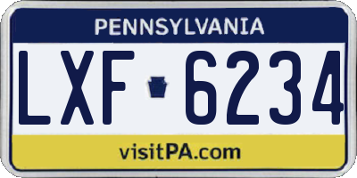PA license plate LXF6234