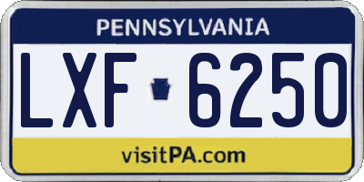 PA license plate LXF6250