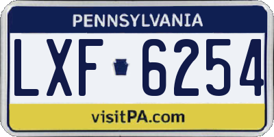 PA license plate LXF6254