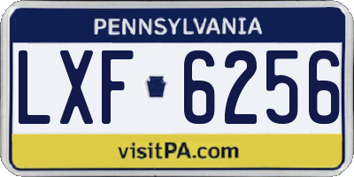 PA license plate LXF6256