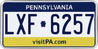 PA license plate LXF6257