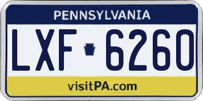 PA license plate LXF6260