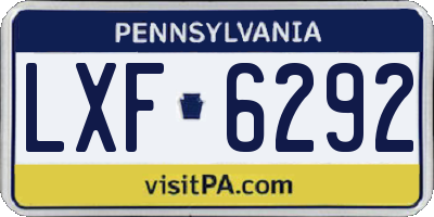 PA license plate LXF6292