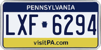 PA license plate LXF6294