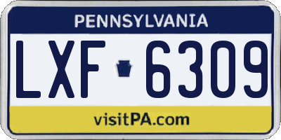 PA license plate LXF6309