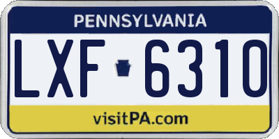 PA license plate LXF6310