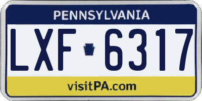 PA license plate LXF6317