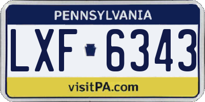 PA license plate LXF6343
