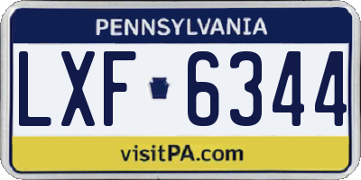PA license plate LXF6344