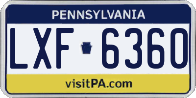 PA license plate LXF6360