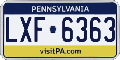 PA license plate LXF6363